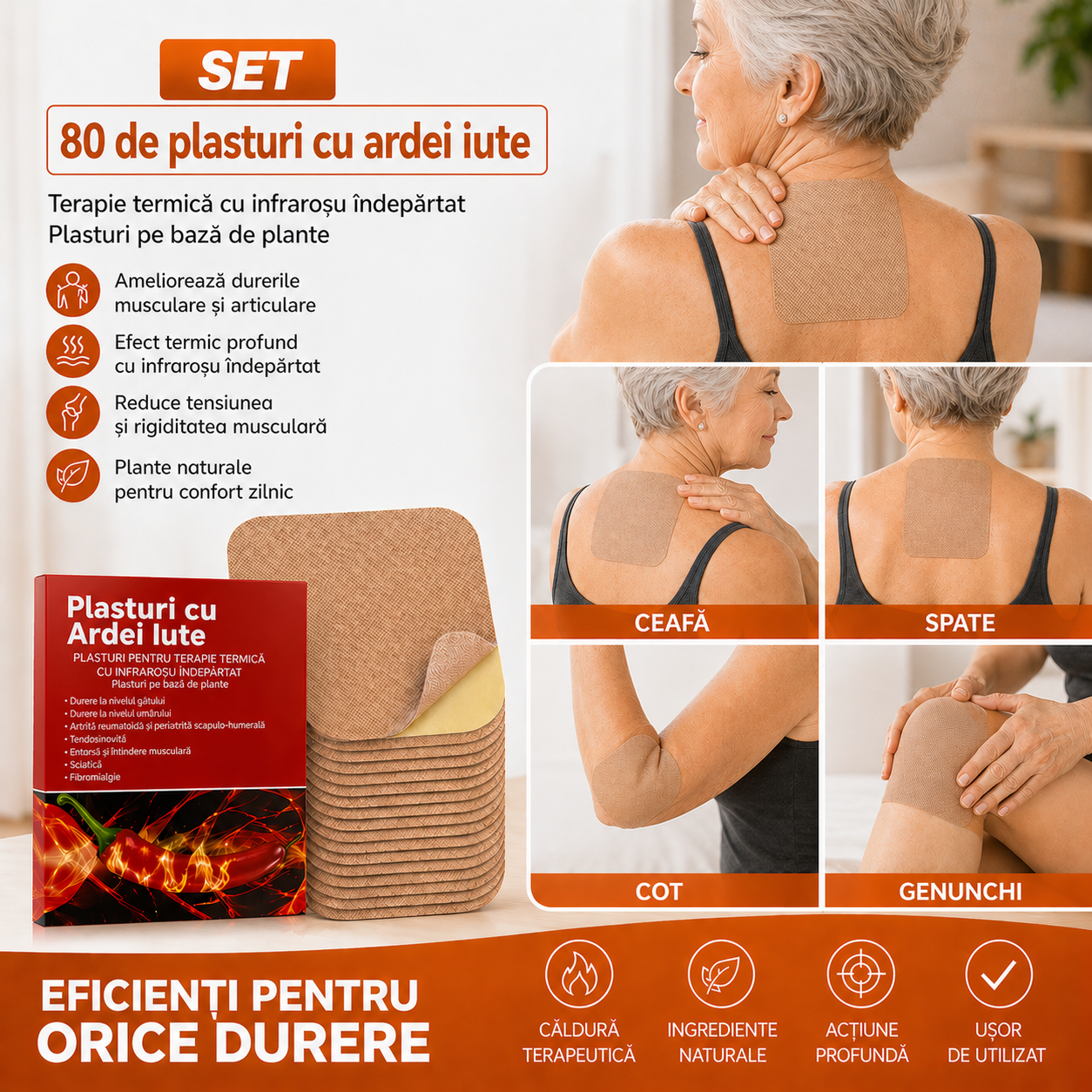Set 80 Plasturi cu Ardei Iute™